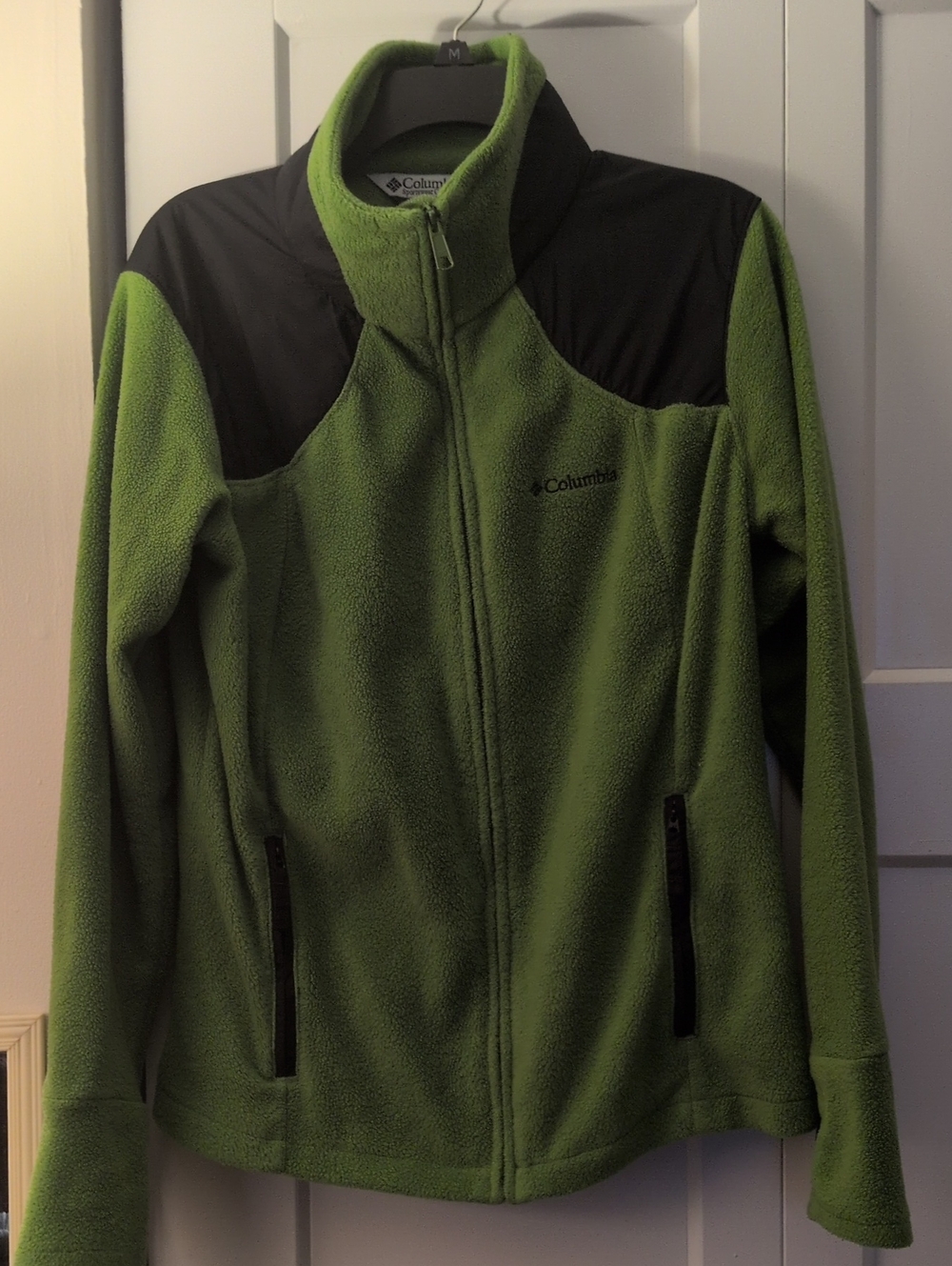 Columbia Green and Black Women's Full-Zip Teddy Fleece Jacket